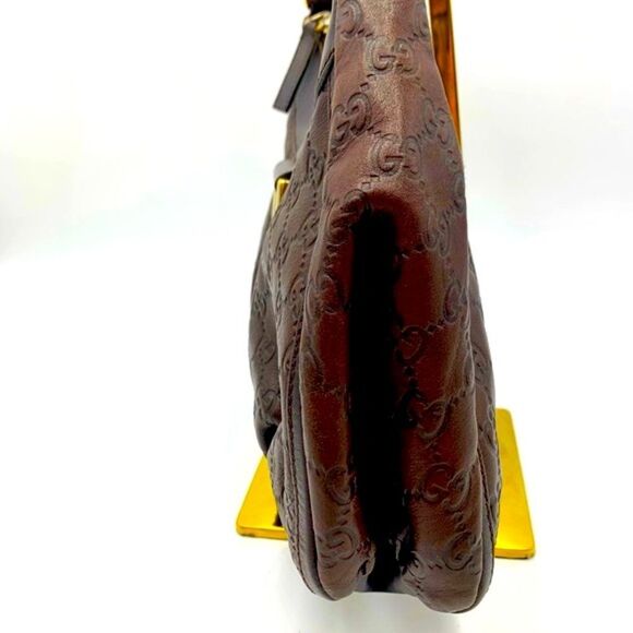 Auth Gucci Brown Guccisima Leather Abbey D Ring Shoulder Bag Preloved Purse - Picture 4 of 16